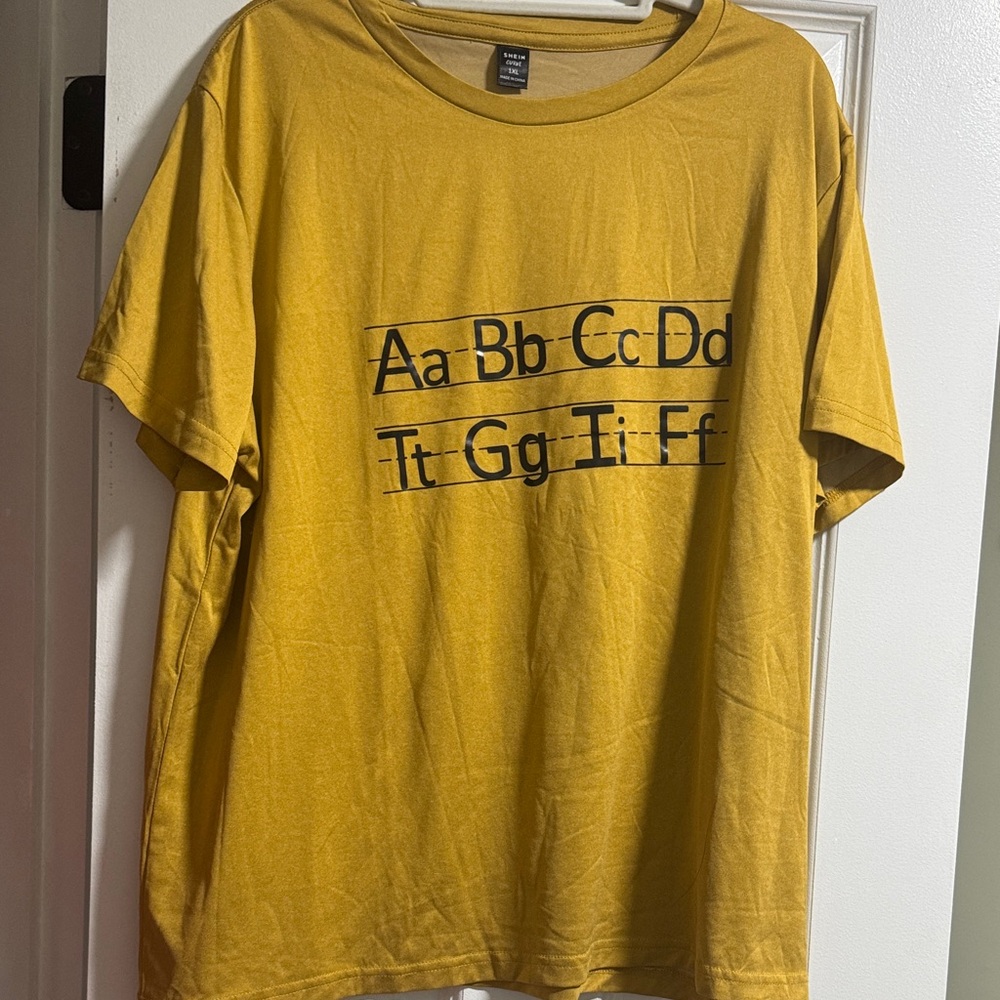 SHEIN Yellow Alphabet Graphic Tee